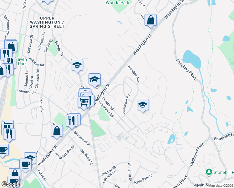 map of restaurants, bars, coffee shops, grocery stores, and more near 24 Ridgecrest Terrace in Boston