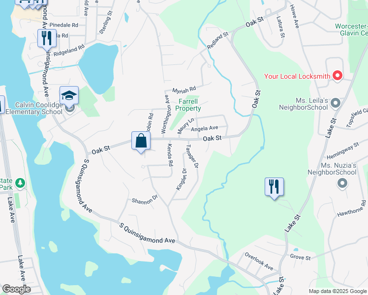 map of restaurants, bars, coffee shops, grocery stores, and more near 6 Kinglet Drive in Shrewsbury