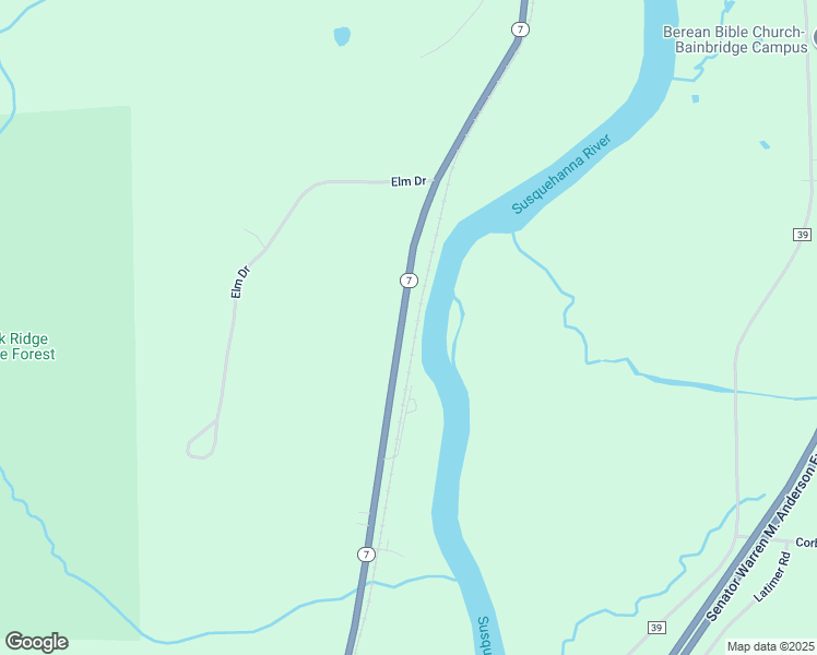 map of restaurants, bars, coffee shops, grocery stores, and more near 1804 New York 7 in Bainbridge