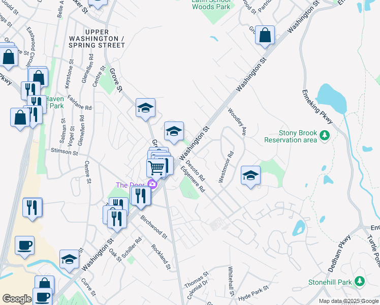 map of restaurants, bars, coffee shops, grocery stores, and more near 514 Washington Street in Boston