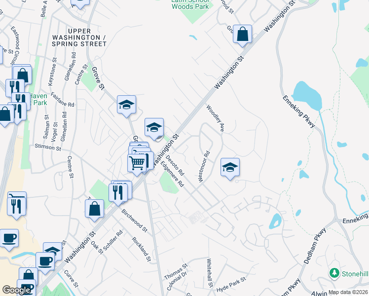 map of restaurants, bars, coffee shops, grocery stores, and more near 19 Ridgecrest Terrace in Boston