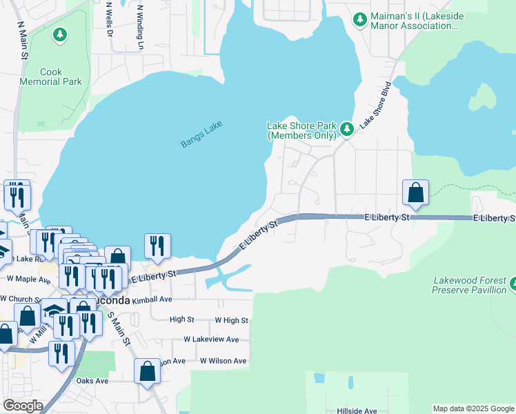 map of restaurants, bars, coffee shops, grocery stores, and more near 310 Sundown Court in Wauconda