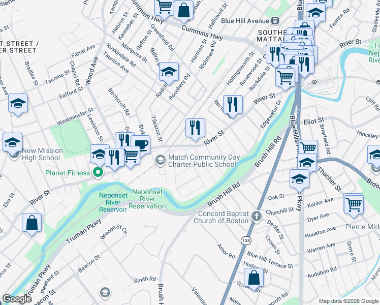 map of restaurants, bars, coffee shops, grocery stores, and more near 23 Osceola Street in Boston