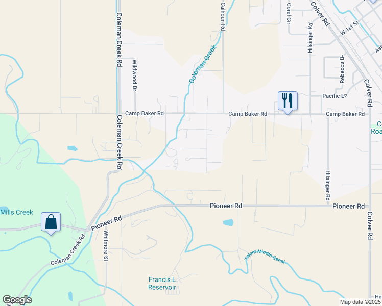 map of restaurants, bars, coffee shops, grocery stores, and more near 4176 Cedar Lane in Medford