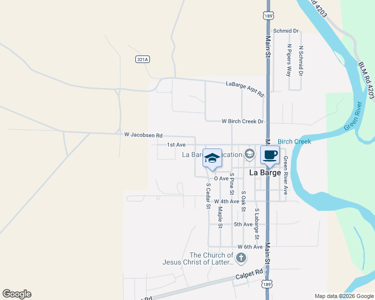 map of restaurants, bars, coffee shops, grocery stores, and more near 2-30 John Marx St in La Barge