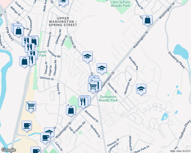 map of restaurants, bars, coffee shops, grocery stores, and more near 35 Freeman Avenue in Boston