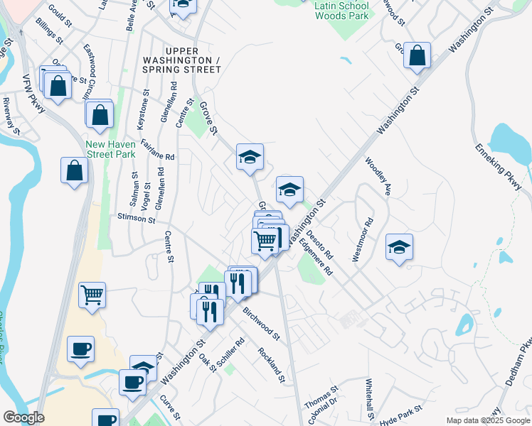 map of restaurants, bars, coffee shops, grocery stores, and more near 35 Freeman Avenue in Boston