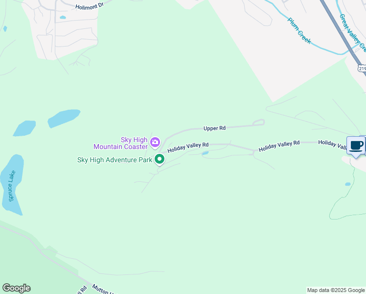 map of restaurants, bars, coffee shops, grocery stores, and more near 6766 Holiday Valley Road in Ellicottville