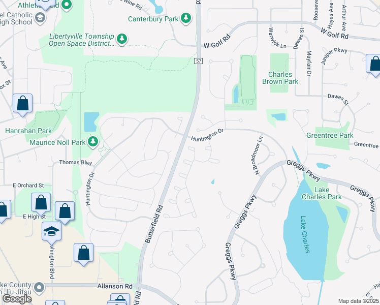 map of restaurants, bars, coffee shops, grocery stores, and more near 2048 Trevino Terrace in Vernon Hills