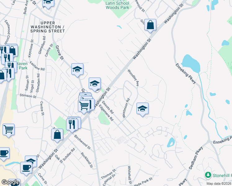 map of restaurants, bars, coffee shops, grocery stores, and more near 16 Mann Street in Boston