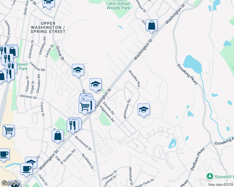 map of restaurants, bars, coffee shops, grocery stores, and more near 16 Mann Street in Boston