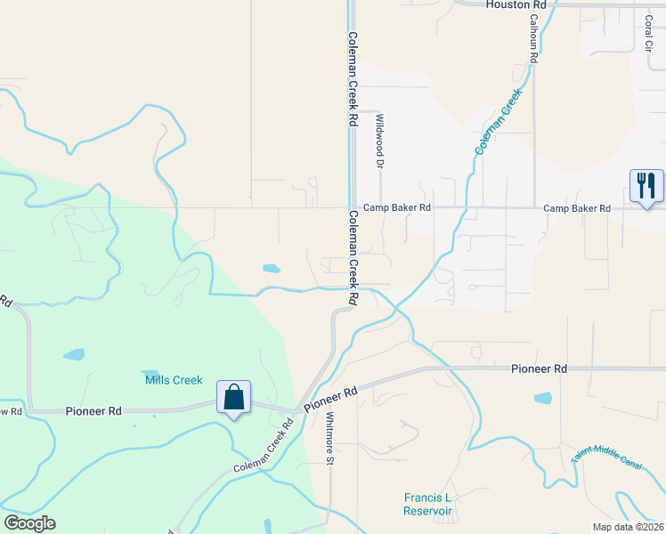 map of restaurants, bars, coffee shops, grocery stores, and more near 4192 Coleman Creek Road in Medford