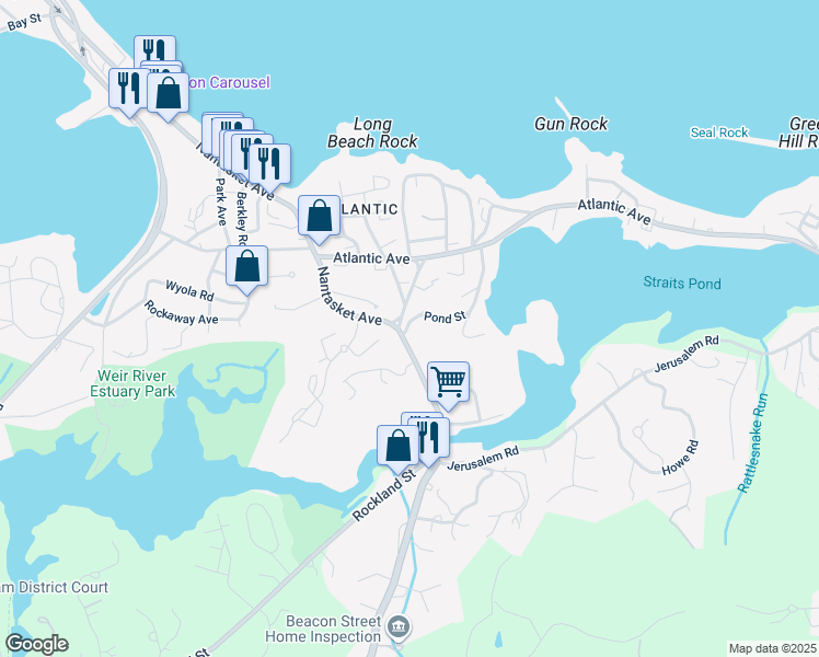 map of restaurants, bars, coffee shops, grocery stores, and more near 9 School Street in Hull