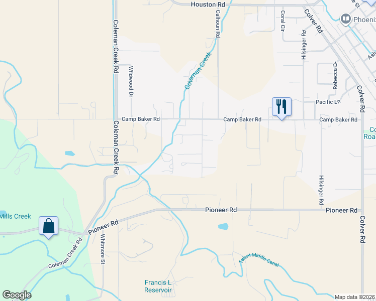 map of restaurants, bars, coffee shops, grocery stores, and more near 4140 Cedar Lane in Medford