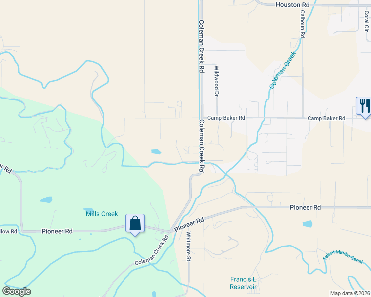 map of restaurants, bars, coffee shops, grocery stores, and more near 4192 Coleman Creek Road in Medford