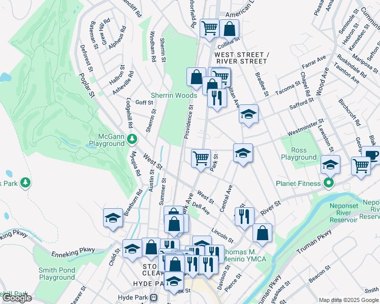 map of restaurants, bars, coffee shops, grocery stores, and more near 85R Westminster Street in Boston