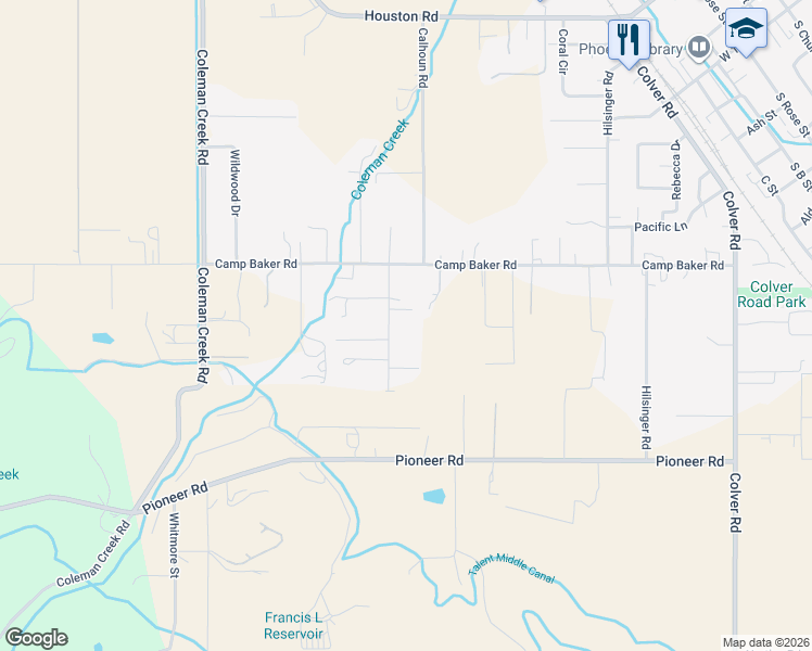 map of restaurants, bars, coffee shops, grocery stores, and more near 4135 Cedar Lane in Medford