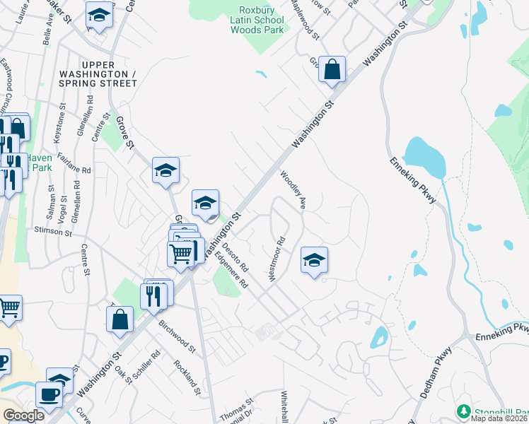 map of restaurants, bars, coffee shops, grocery stores, and more near 16 Mann Street in Boston