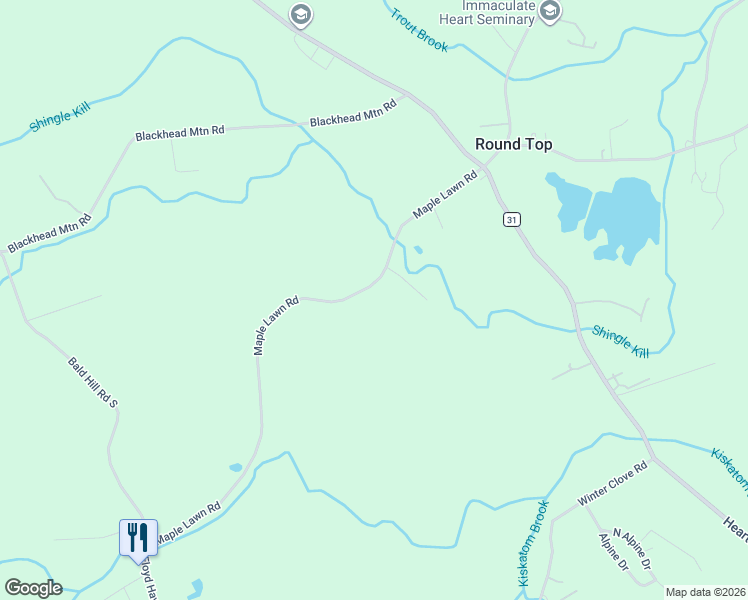 map of restaurants, bars, coffee shops, grocery stores, and more near 346 Maple Lawn Road in Round Top