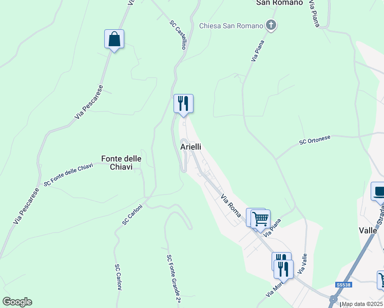 map of restaurants, bars, coffee shops, grocery stores, and more near 44 Corso Savoia in Arielli