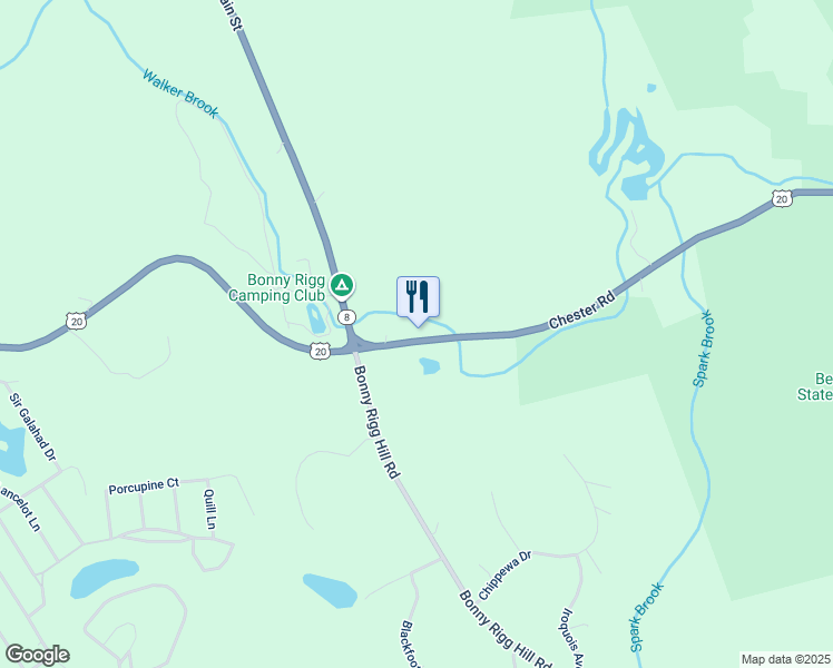 map of restaurants, bars, coffee shops, grocery stores, and more near 71 Chester Road in Becket