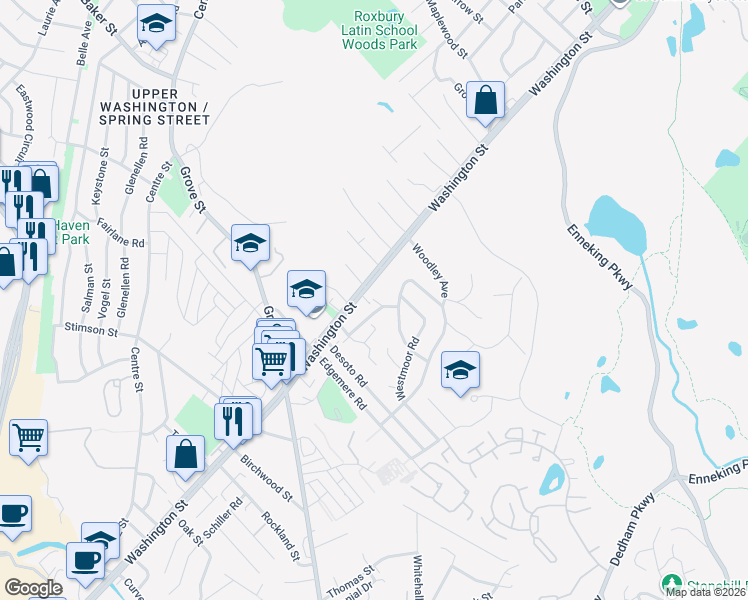 map of restaurants, bars, coffee shops, grocery stores, and more near 16 Mann Street in Boston