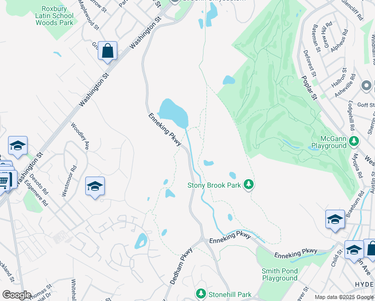 map of restaurants, bars, coffee shops, grocery stores, and more near Enneking Parkway in Boston