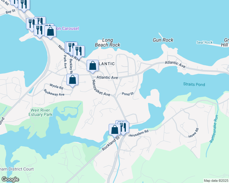 map of restaurants, bars, coffee shops, grocery stores, and more near 9 School Street in Hull