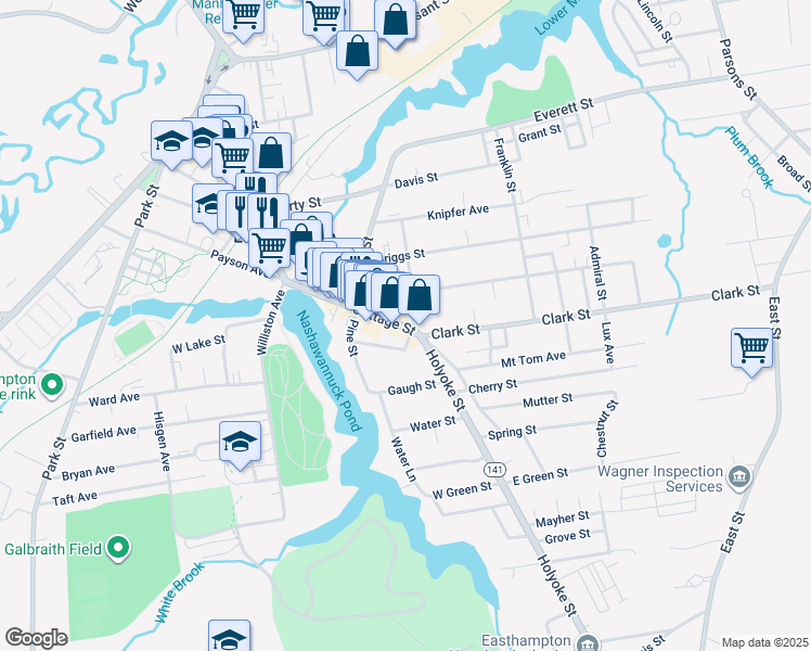 map of restaurants, bars, coffee shops, grocery stores, and more near 200 Race Street in Holyoke