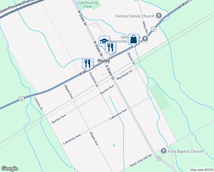 map of restaurants, bars, coffee shops, grocery stores, and more near 9 Burton Avenue in Ripley