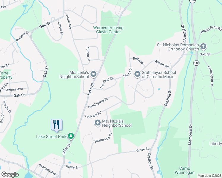 map of restaurants, bars, coffee shops, grocery stores, and more near 32 Topsfield Circle in Shrewsbury