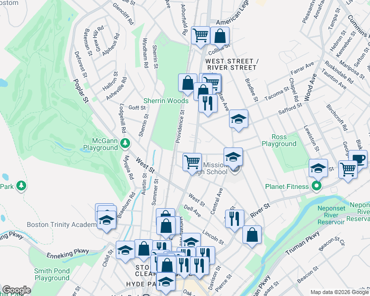 map of restaurants, bars, coffee shops, grocery stores, and more near 85R Westminster Street in Boston