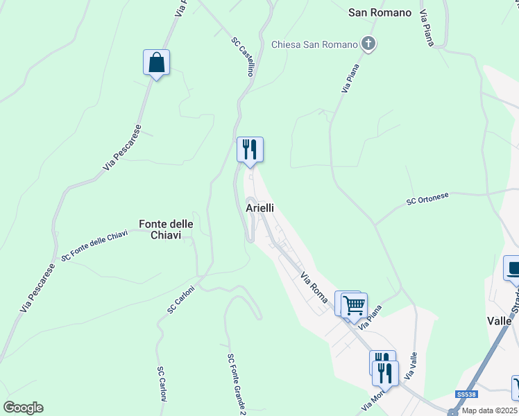 map of restaurants, bars, coffee shops, grocery stores, and more near 44 Corso Savoia in Arielli