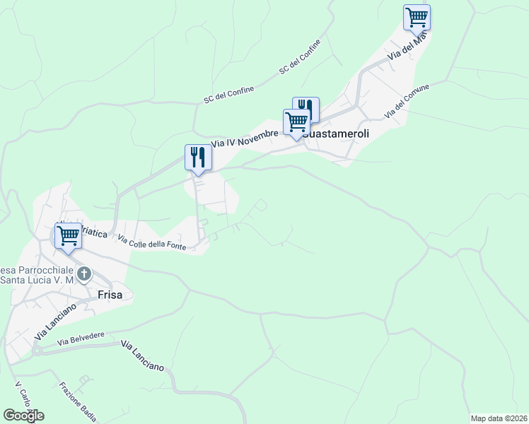 map of restaurants, bars, coffee shops, grocery stores, and more near 87 Via Colle della Fonte in Provincia di Chieti
