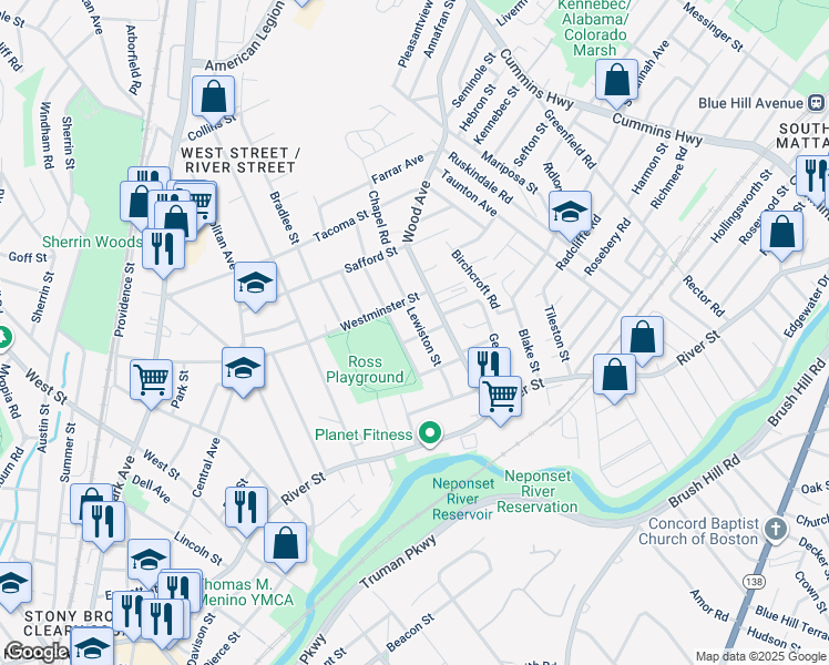 map of restaurants, bars, coffee shops, grocery stores, and more near 181 Westminster Street in Boston
