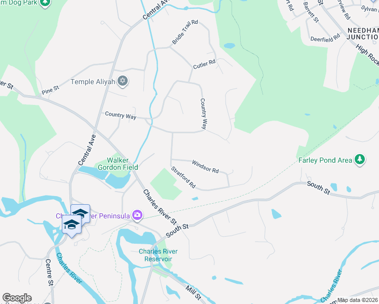 map of restaurants, bars, coffee shops, grocery stores, and more near 324 Country Way in Needham