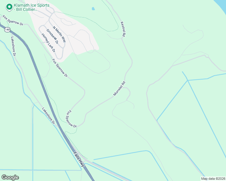 map of restaurants, bars, coffee shops, grocery stores, and more near 4183 Murrelet Road in Klamath Falls