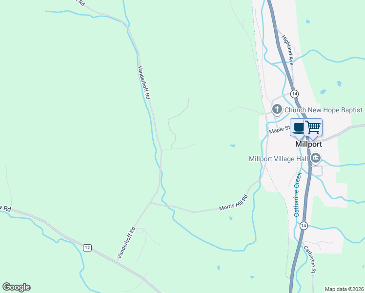 map of restaurants, bars, coffee shops, grocery stores, and more near 1871 Chapman Road in Millport