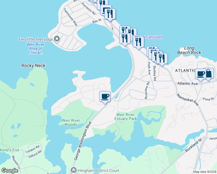 map of restaurants, bars, coffee shops, grocery stores, and more near 60 Salisbury Street in Hull