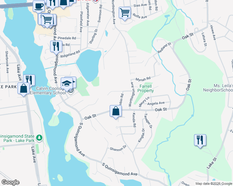 map of restaurants, bars, coffee shops, grocery stores, and more near 10 Bluegrass Lane in Shrewsbury