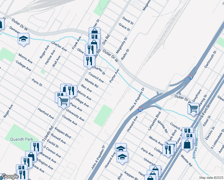 map of restaurants, bars, coffee shops, grocery stores, and more near 1773 Council Avenue in Lincoln Park