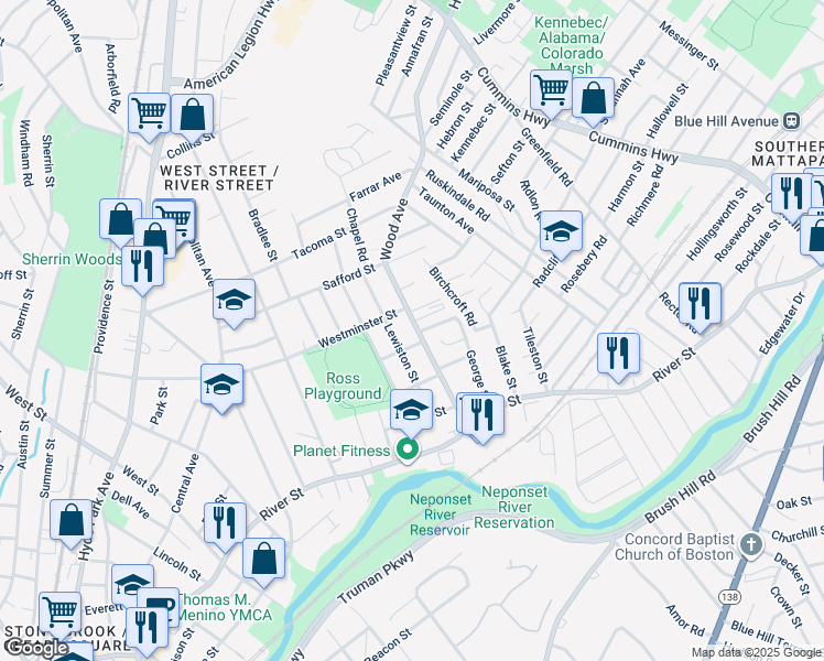 map of restaurants, bars, coffee shops, grocery stores, and more near 241 Wood Avenue in Boston