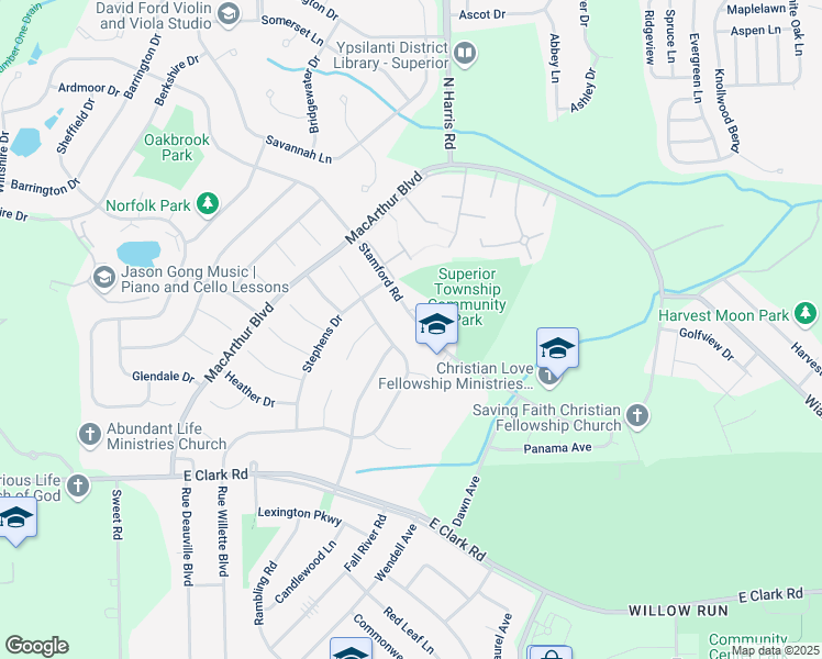 map of restaurants, bars, coffee shops, grocery stores, and more near 1328 Stamford Road in Superior Charter Township