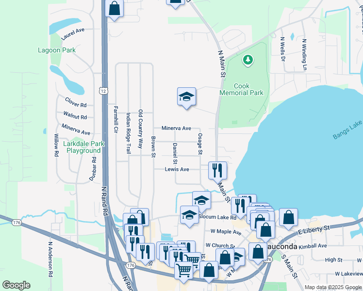 map of restaurants, bars, coffee shops, grocery stores, and more near 236 Helena Avenue in Wauconda