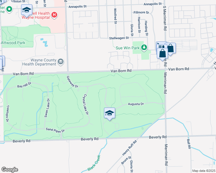 map of restaurants, bars, coffee shops, grocery stores, and more near 32300 Gateway Drive in Romulus