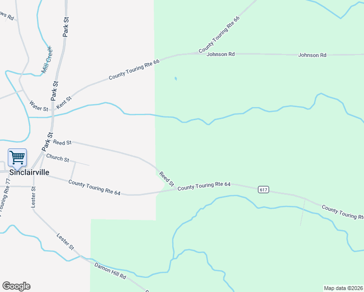 map of restaurants, bars, coffee shops, grocery stores, and more near 2762 Edson Road in Sinclairville