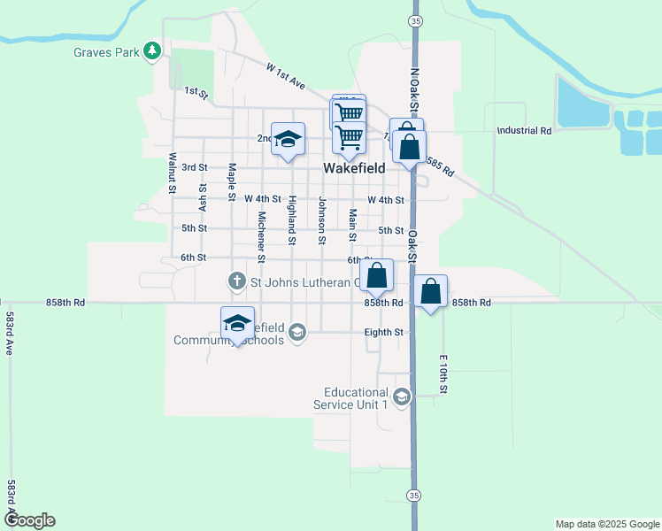 map of restaurants, bars, coffee shops, grocery stores, and more near 610-620 Main Street in Wakefield