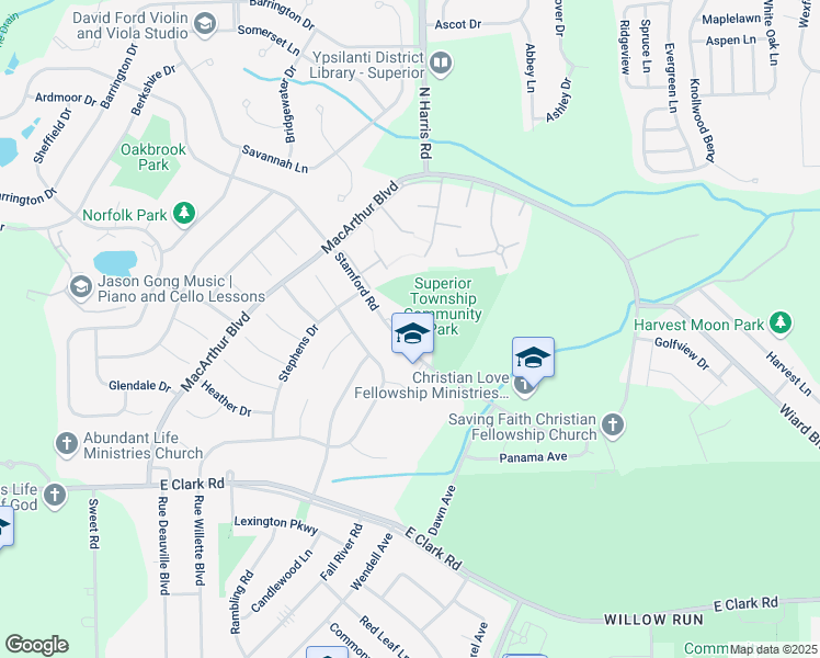 map of restaurants, bars, coffee shops, grocery stores, and more near 1328 Stamford Road in Superior Charter Township