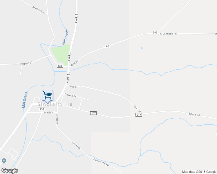 map of restaurants, bars, coffee shops, grocery stores, and more near 33 Reed Street in Sinclairville