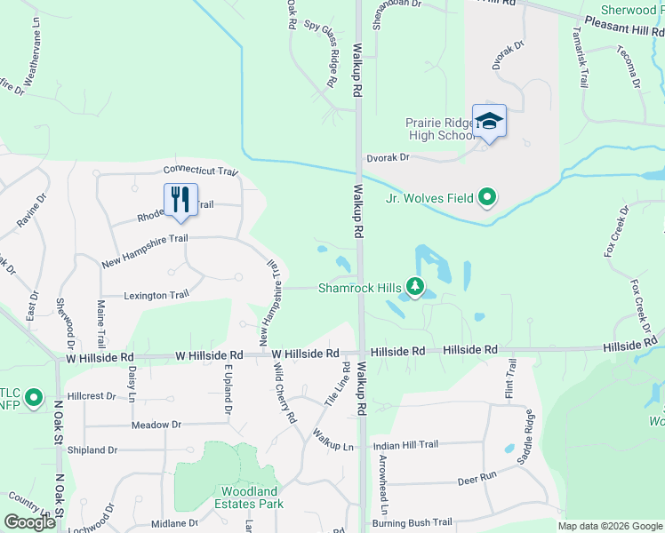 map of restaurants, bars, coffee shops, grocery stores, and more near 6403 Vermont Trail in Crystal Lake